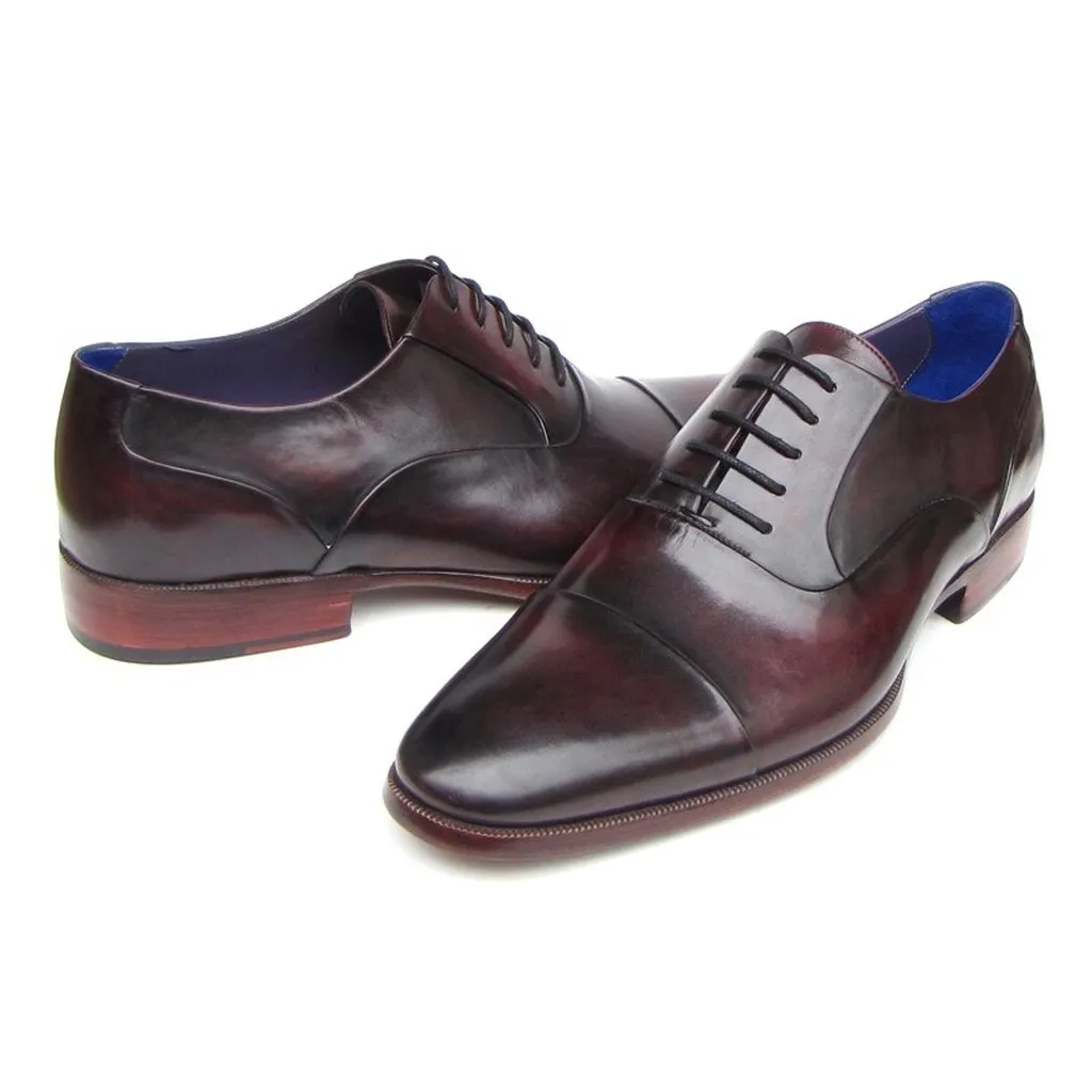 Paul Parkman Men's Captoe Oxfords Black Purple Shoes (ID#074-PURP-BLK)