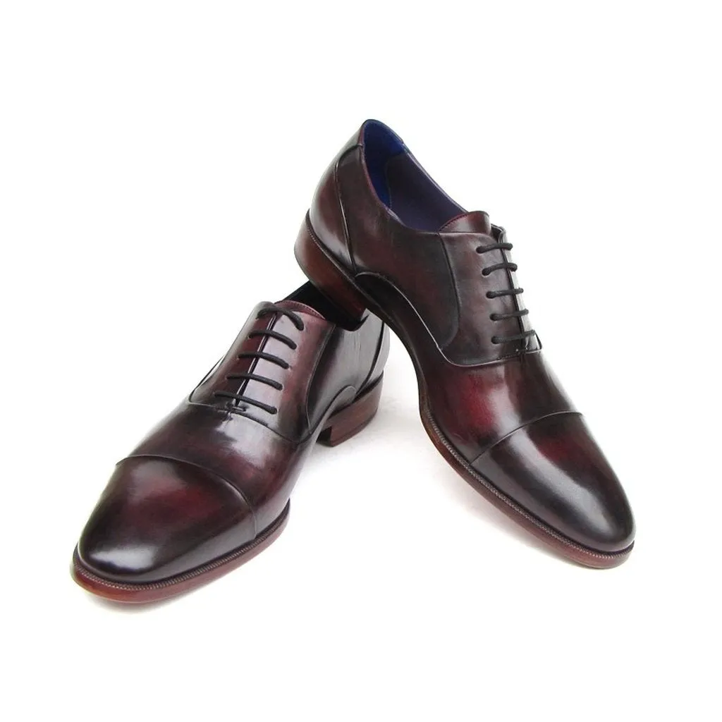 Paul Parkman Men's Captoe Oxfords Black Purple Shoes (ID#074-PURP-BLK)