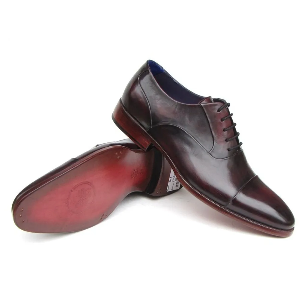 Paul Parkman Men's Captoe Oxfords Black Purple Shoes (ID#074-PURP-BLK)