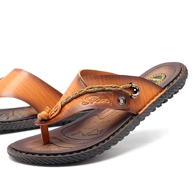 Rope Bound Men's Leather Sport Flip-flops