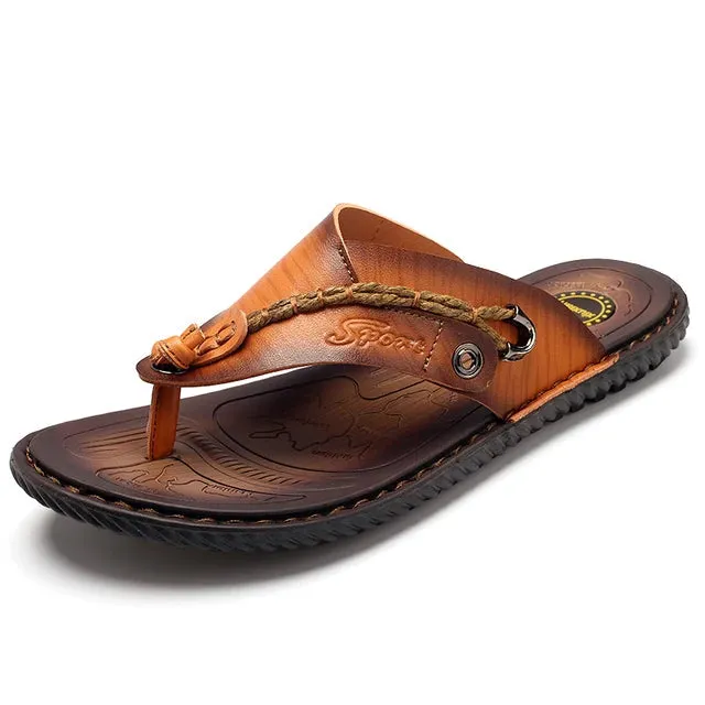 Rope Bound Men's Leather Sport Flip-flops
