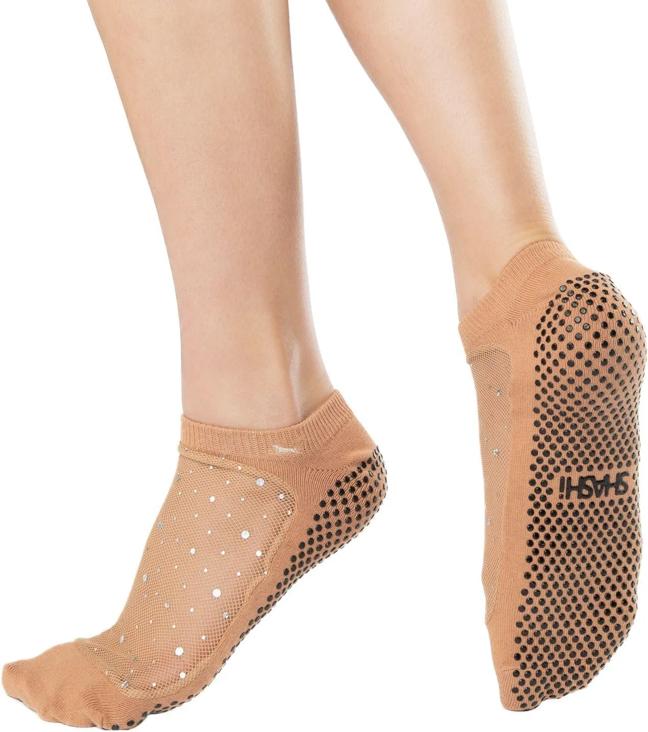 SHASHI Star Mesh Socks for Women  Sparkly, Full-Coverage Non Slip Socks for Barre, Yoga and More