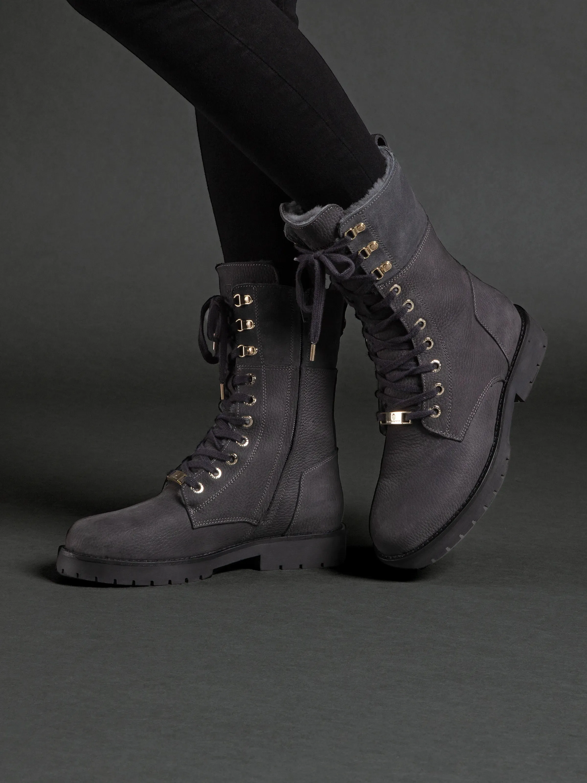 Shearling Lined Anglesey - Grey Nubuck