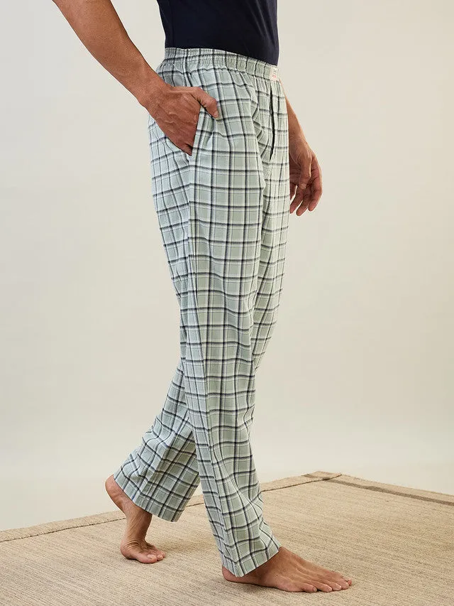 Sleepz Men Green Checks Regular Fit Cotton Payjama