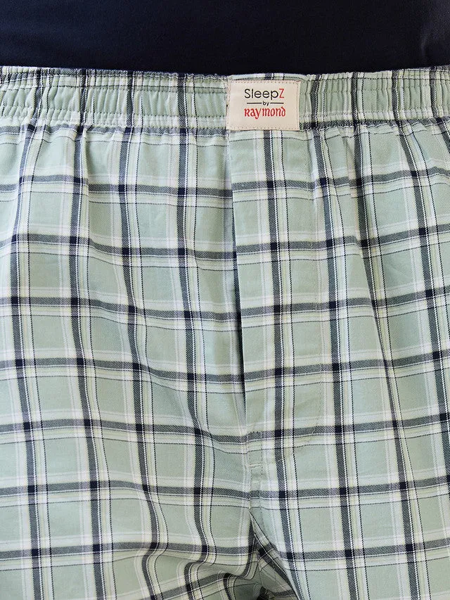 Sleepz Men Green Checks Regular Fit Cotton Payjama