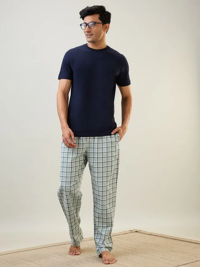 Sleepz Men Green Checks Regular Fit Cotton Payjama