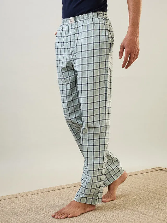 Sleepz Men Green Checks Regular Fit Cotton Payjama