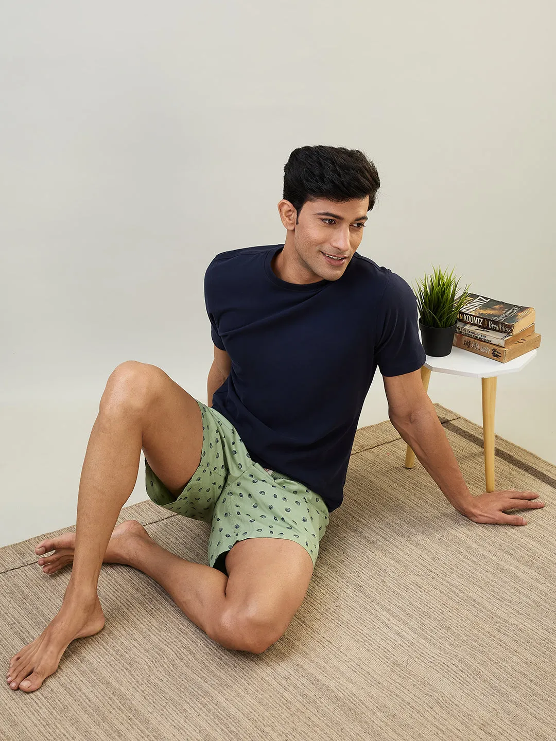 Sleepz Men Green Print Regular Fit Cotton Boxer