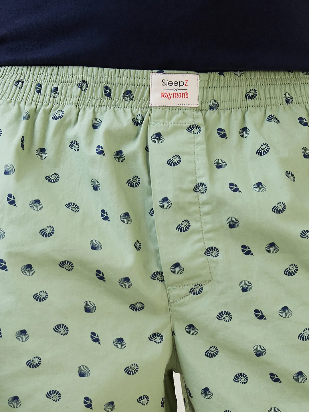Sleepz Men Green Print Regular Fit Cotton Boxer