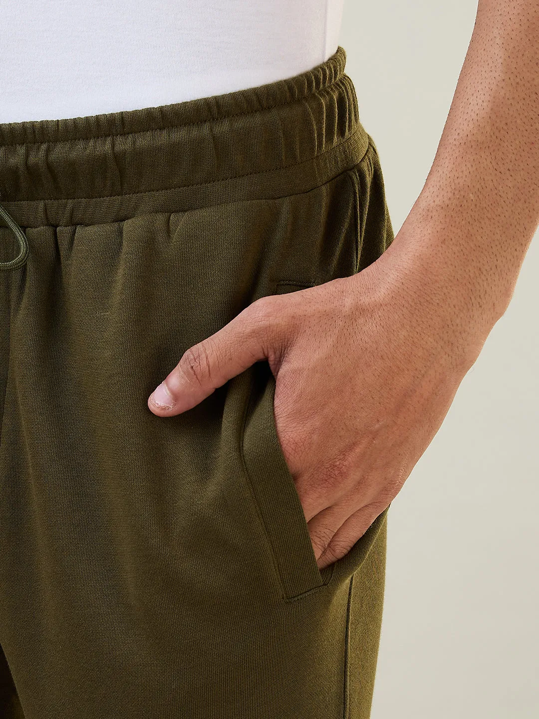 Sleepz Men Green Solid Regular Fit Cotton Blend Trackpant