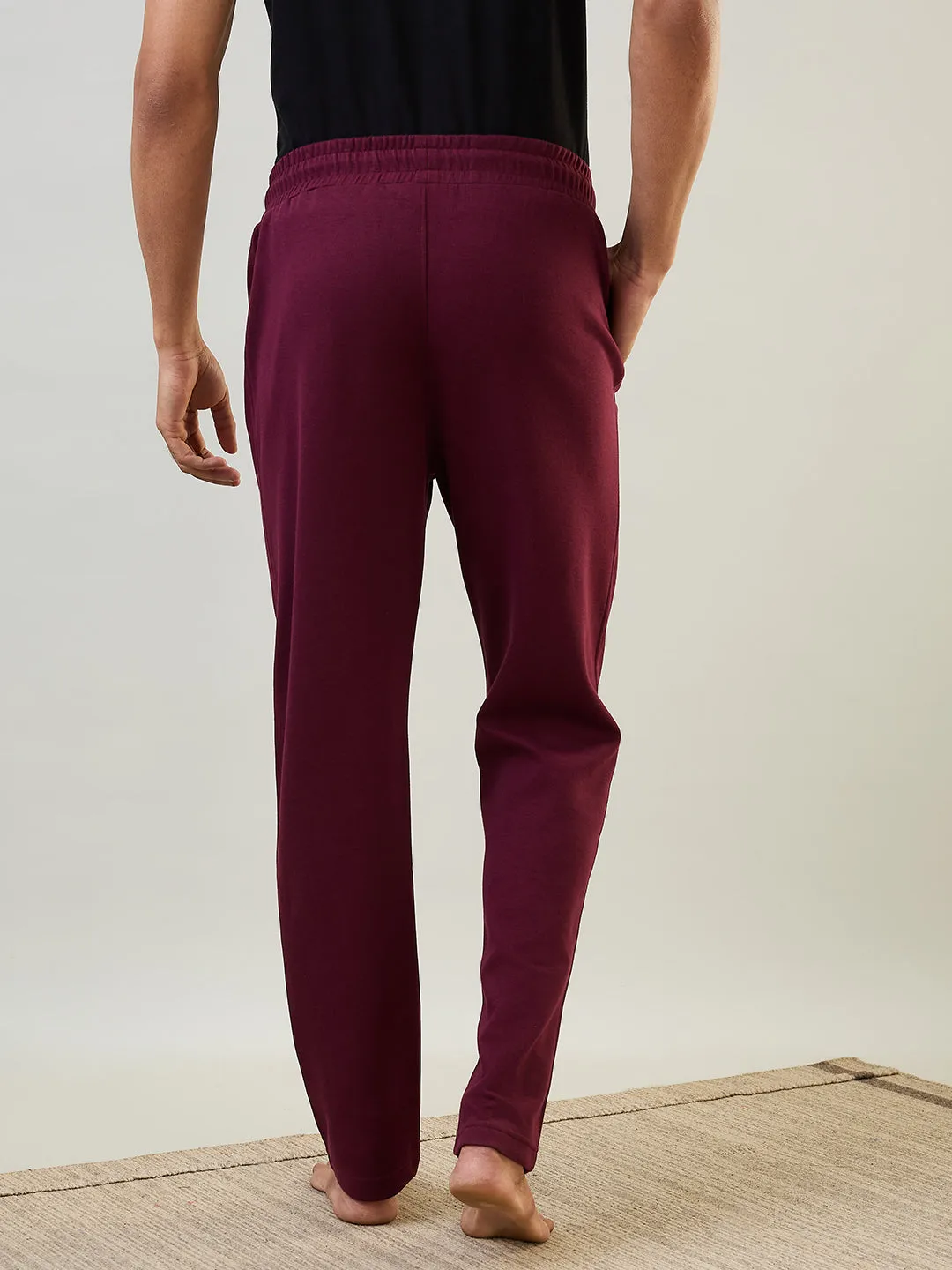 Sleepz Men Maroon Solid Regular Fit Cotton Blend Trackpant