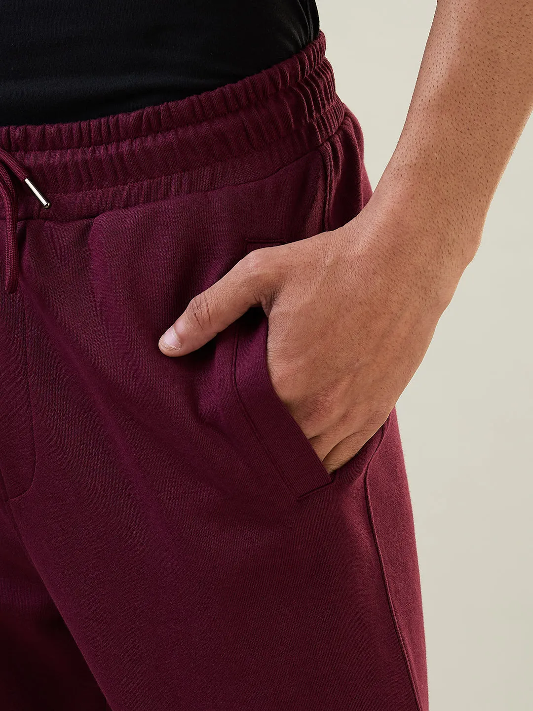 Sleepz Men Maroon Solid Regular Fit Cotton Blend Trackpant