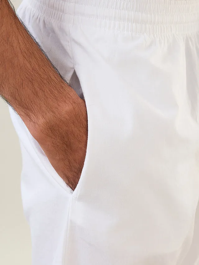 Sleepz Men White Solid Comfort Fit Polyester Blend Pyjama