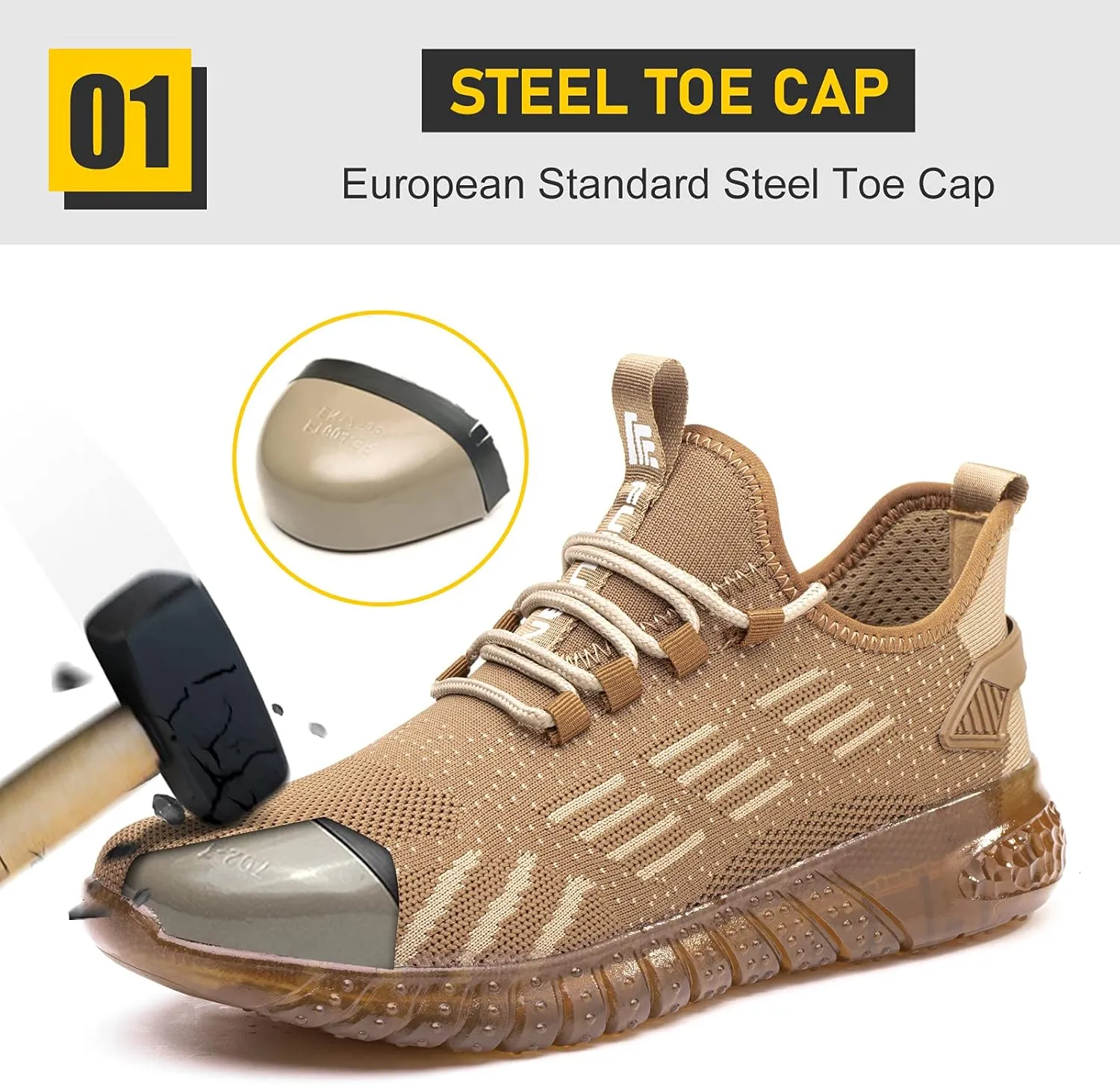 Steel Toe Shoes for Men Work Women Lightweight Air Cushion Sneakers Slip Resistant Safety Work Boots Indestructible Shoes