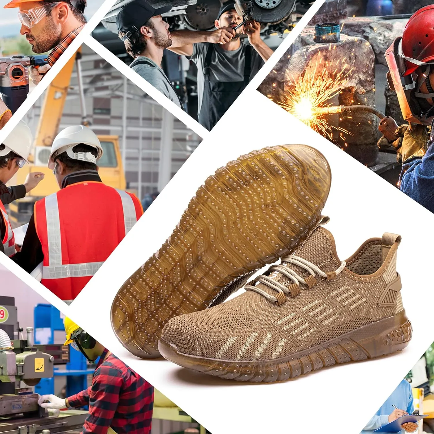 Steel Toe Shoes for Men Work Women Lightweight Air Cushion Sneakers Slip Resistant Safety Work Boots Indestructible Shoes