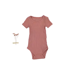 The Short Sleeve Onesie - Rosewood Ribbed