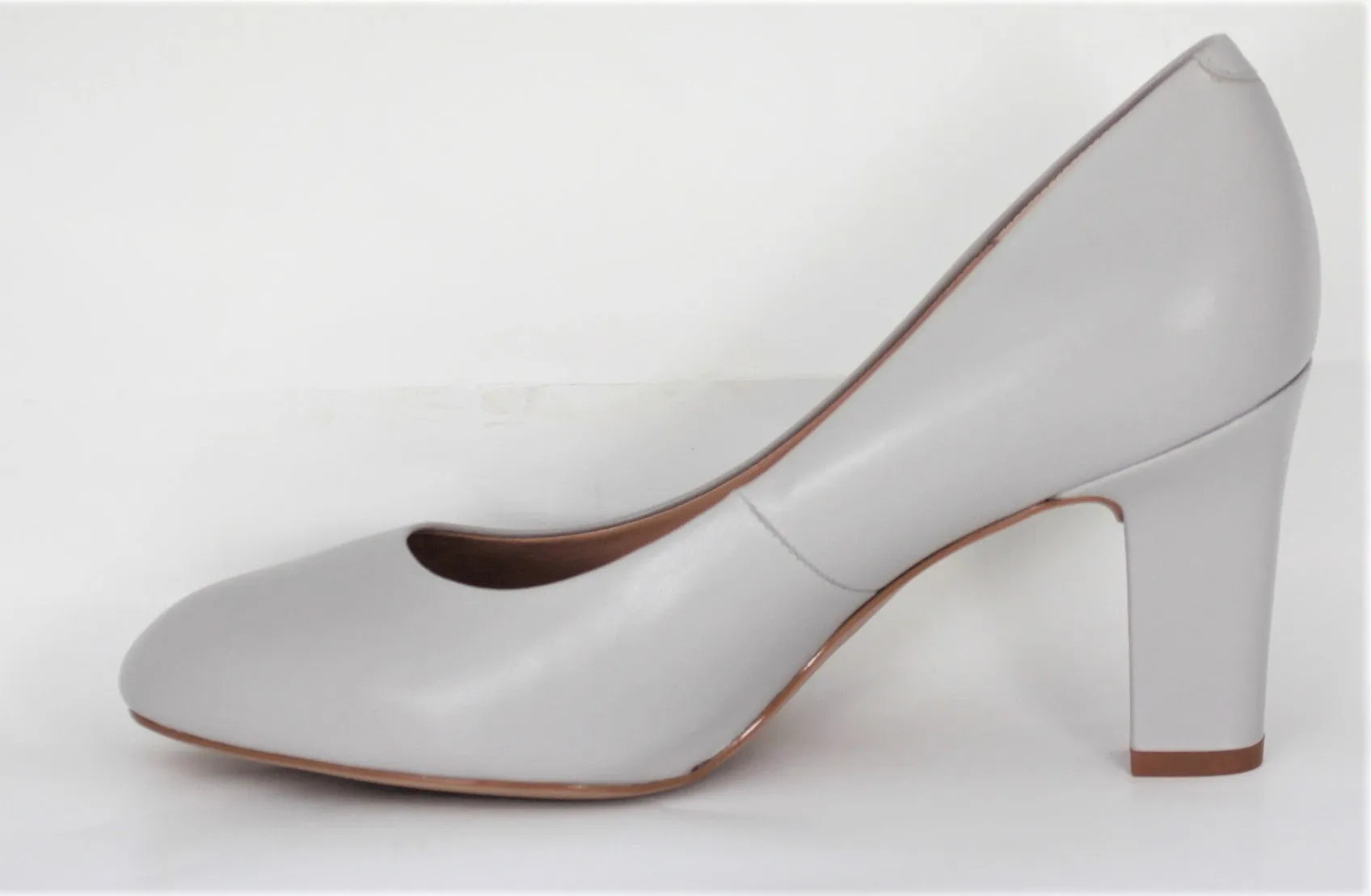 Umis High Heel Stone Leather Court Shoe