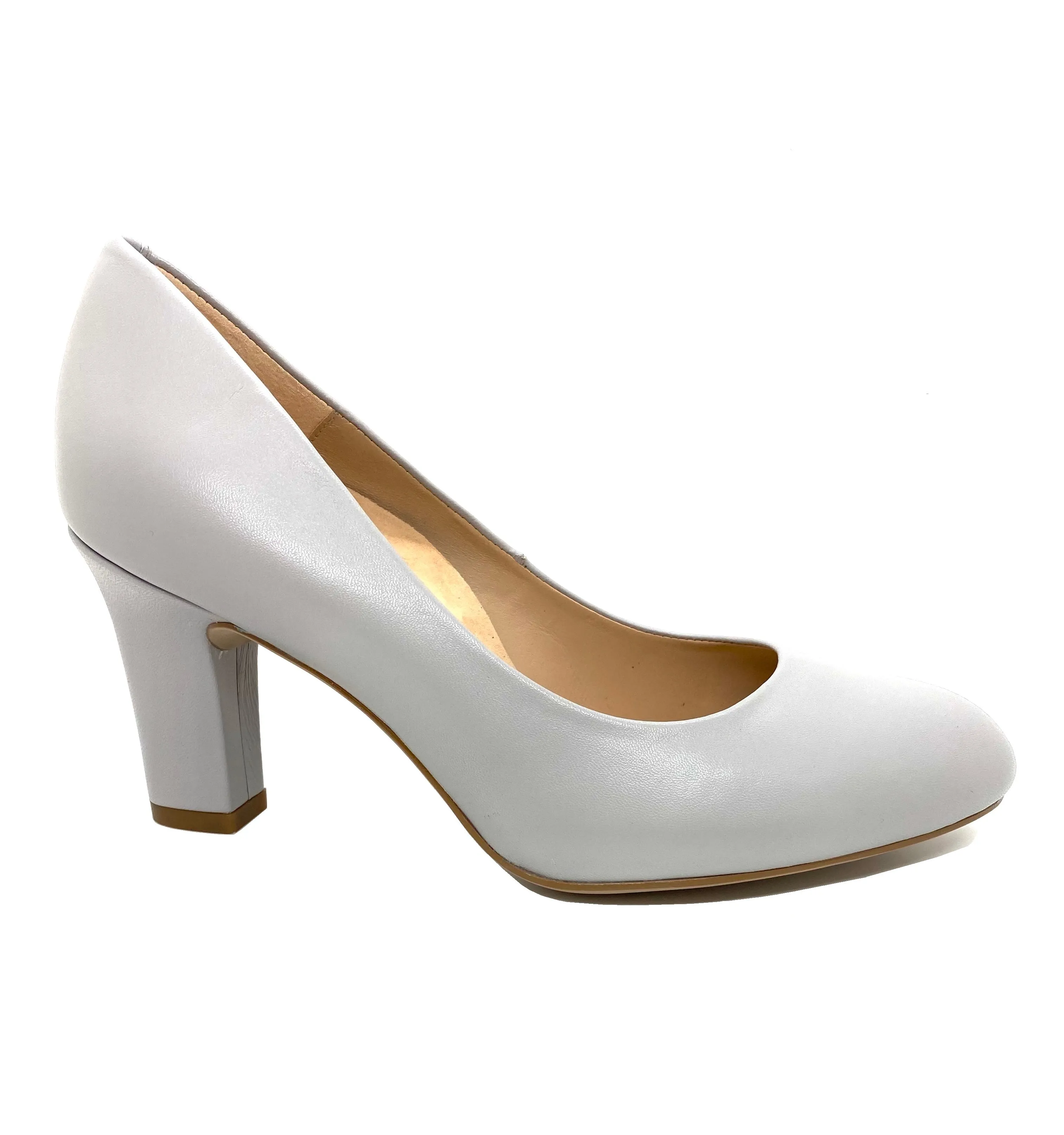Umis High Heel Stone Leather Court Shoe