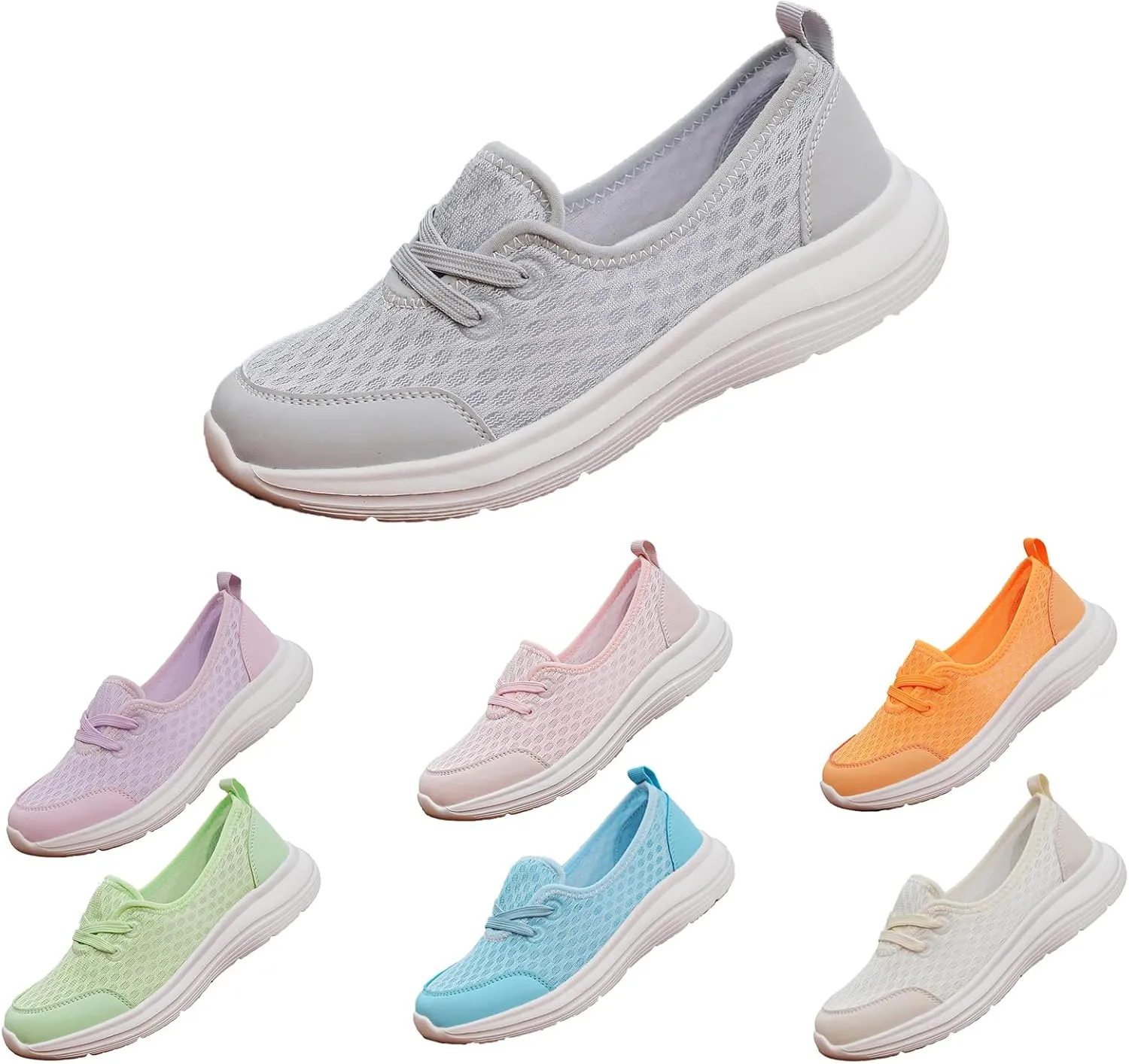 Walking Shoes for Women Soft Sole Mesh Comfort Orthopedic Shoes Breathable Slip-On Sneakers with Arch Support Lightweight Casual Non-Slip Sports Workout Gym Shoe for Daily Wear