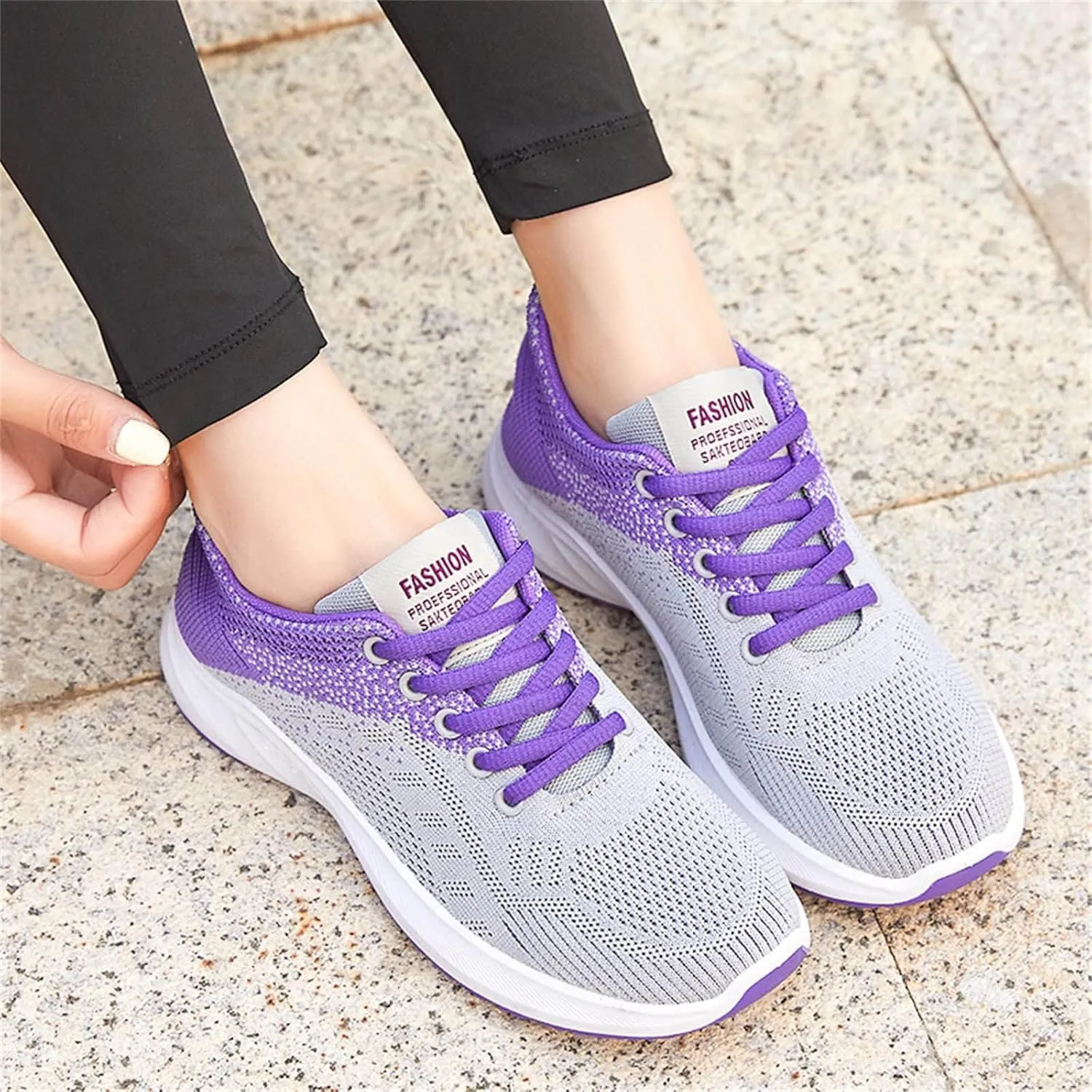 Walking Sneakers for Women Colorblock Mesh Lace Up Shoes Lightweigh Breathable Running Walking Workout Tennis Shoes