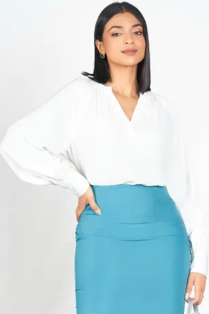 White V Neck Relaxed Top