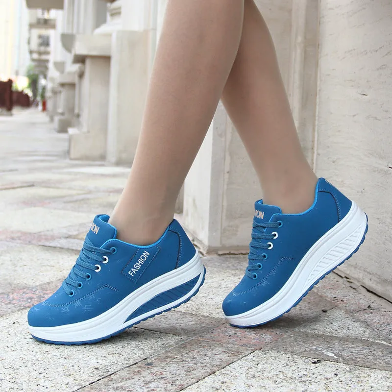 Women Thick Soles Leather Breathable Sneakers