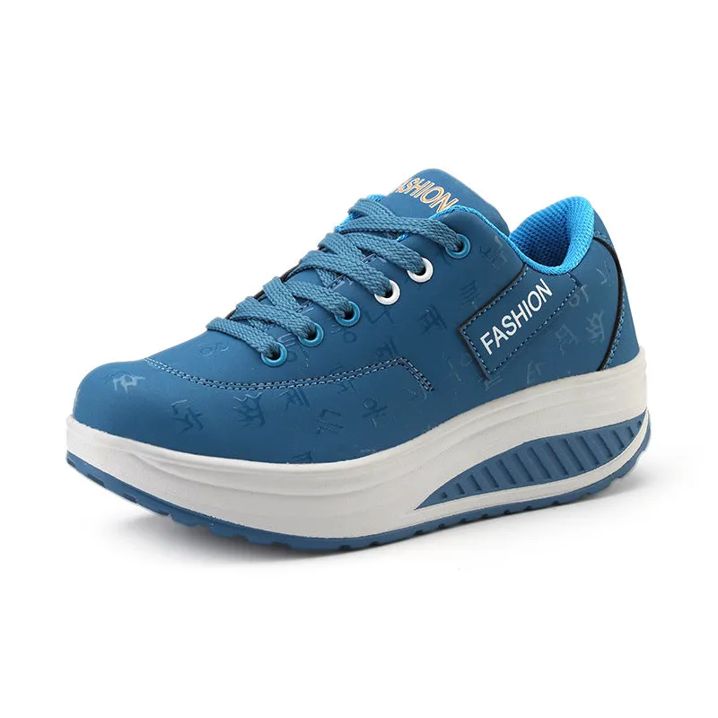 Women Thick Soles Leather Breathable Sneakers