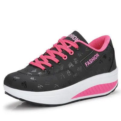 Women Thick Soles Leather Breathable Sneakers