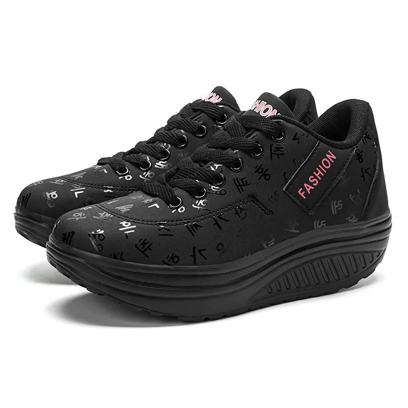 Women Thick Soles Leather Breathable Sneakers