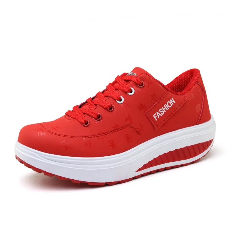 Women Thick Soles Leather Breathable Sneakers