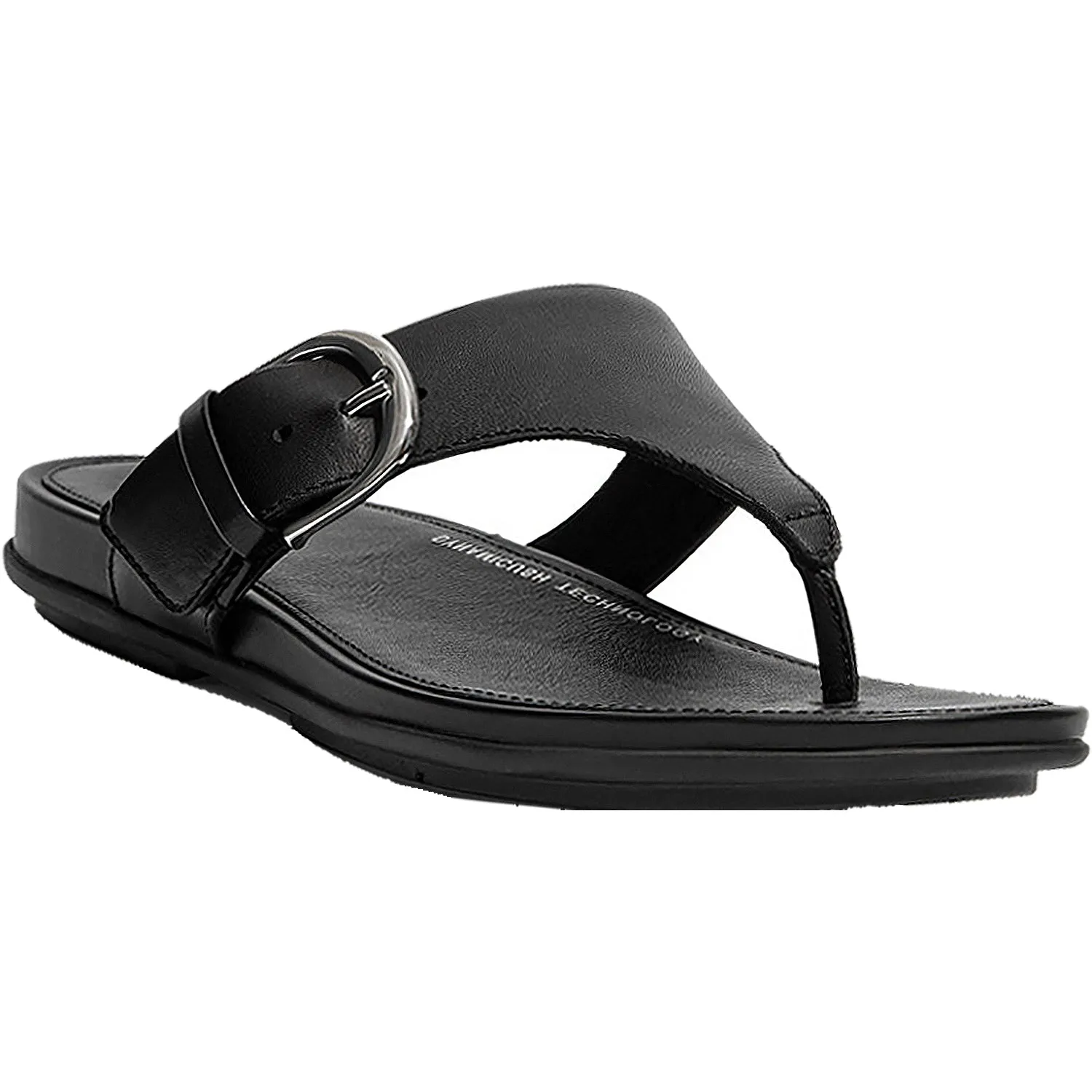 Women's FitFlop Graccie Toe-Post All Black Leather