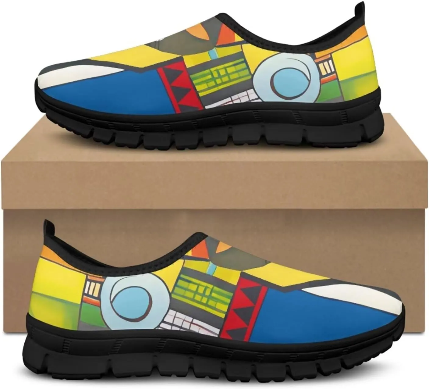 Women's Mesh Shoes Cat Print Non-Slip Athletic Sport Sneakers Soft Running Sneakers Cozy Breathable Walking Loafers for Outdoor