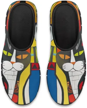 Women's Mesh Shoes Cat Print Non-Slip Athletic Sport Sneakers Soft Running Sneakers Cozy Breathable Walking Loafers for Outdoor
