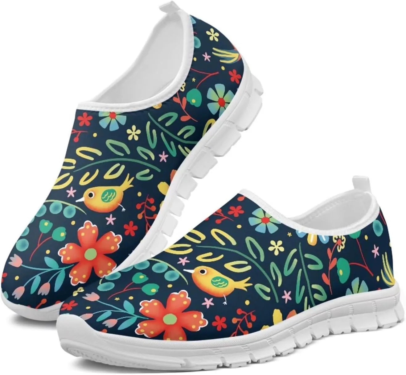 Women's Slip On Sneakers Casual Loafers Mesh Art Pattern Comfort Soft Walking Shoes for Women Daily Work Travel Shoes US Size 5.5-11.5