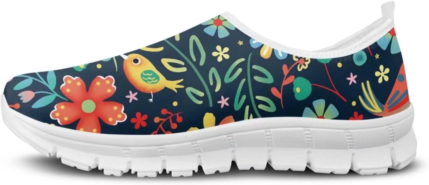 Women's Slip On Sneakers Casual Loafers Mesh Art Pattern Comfort Soft Walking Shoes for Women Daily Work Travel Shoes US Size 5.5-11.5