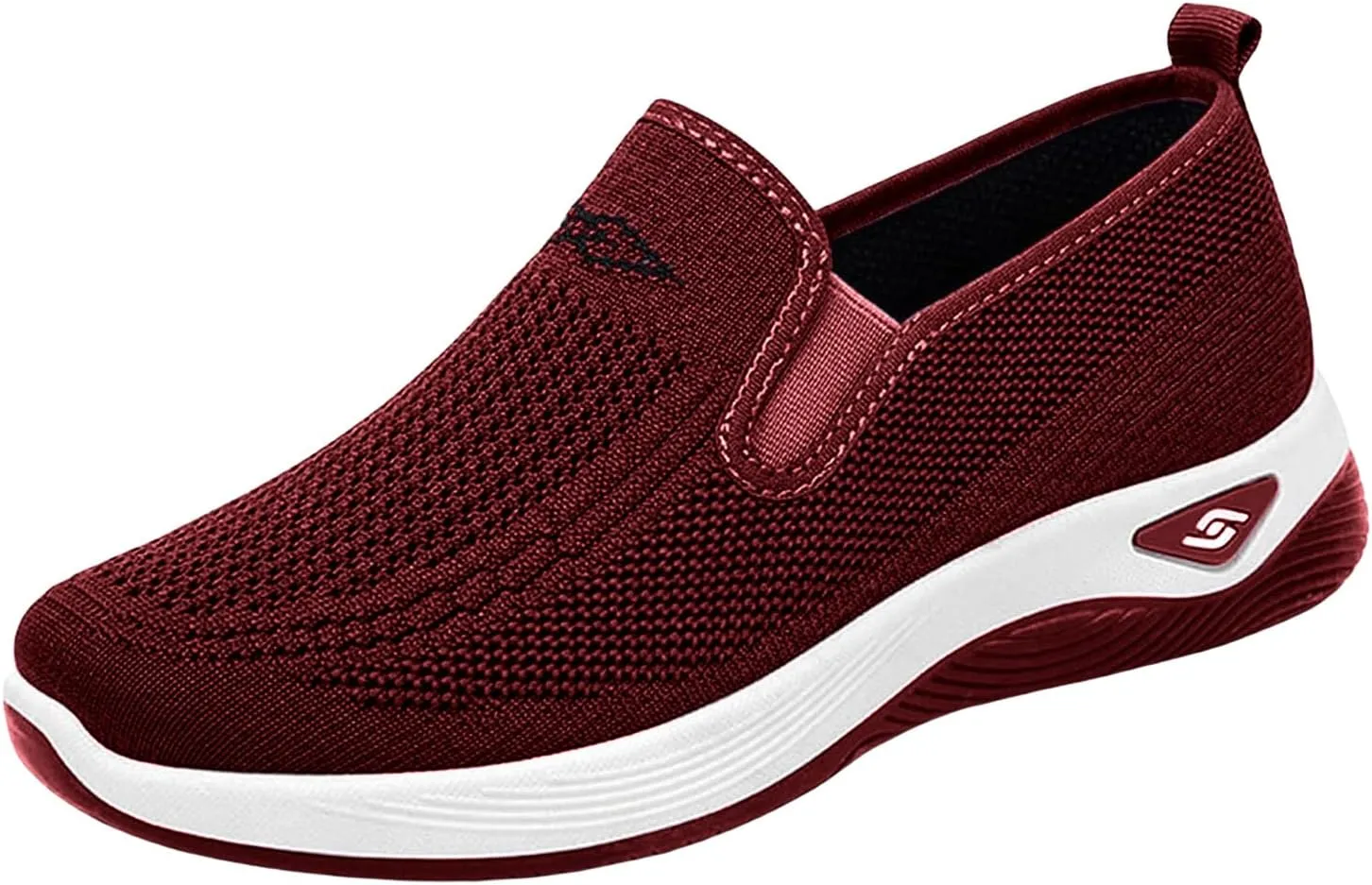 Woven Orthopedic Sneakers for Women Men Mesh Breathable Running Shoes,Outdoor Go Walking Slip on Diabetic Foam Shoes,Lightweight Non-Slip Soft Sole Athletic Sneakers with Arch Support
