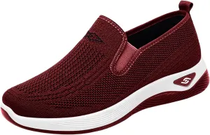 Woven Orthopedic Sneakers for Women Men Mesh Breathable Running Shoes,Outdoor Go Walking Slip on Diabetic Foam Shoes,Lightweight Non-Slip Soft Sole Athletic Sneakers with Arch Support