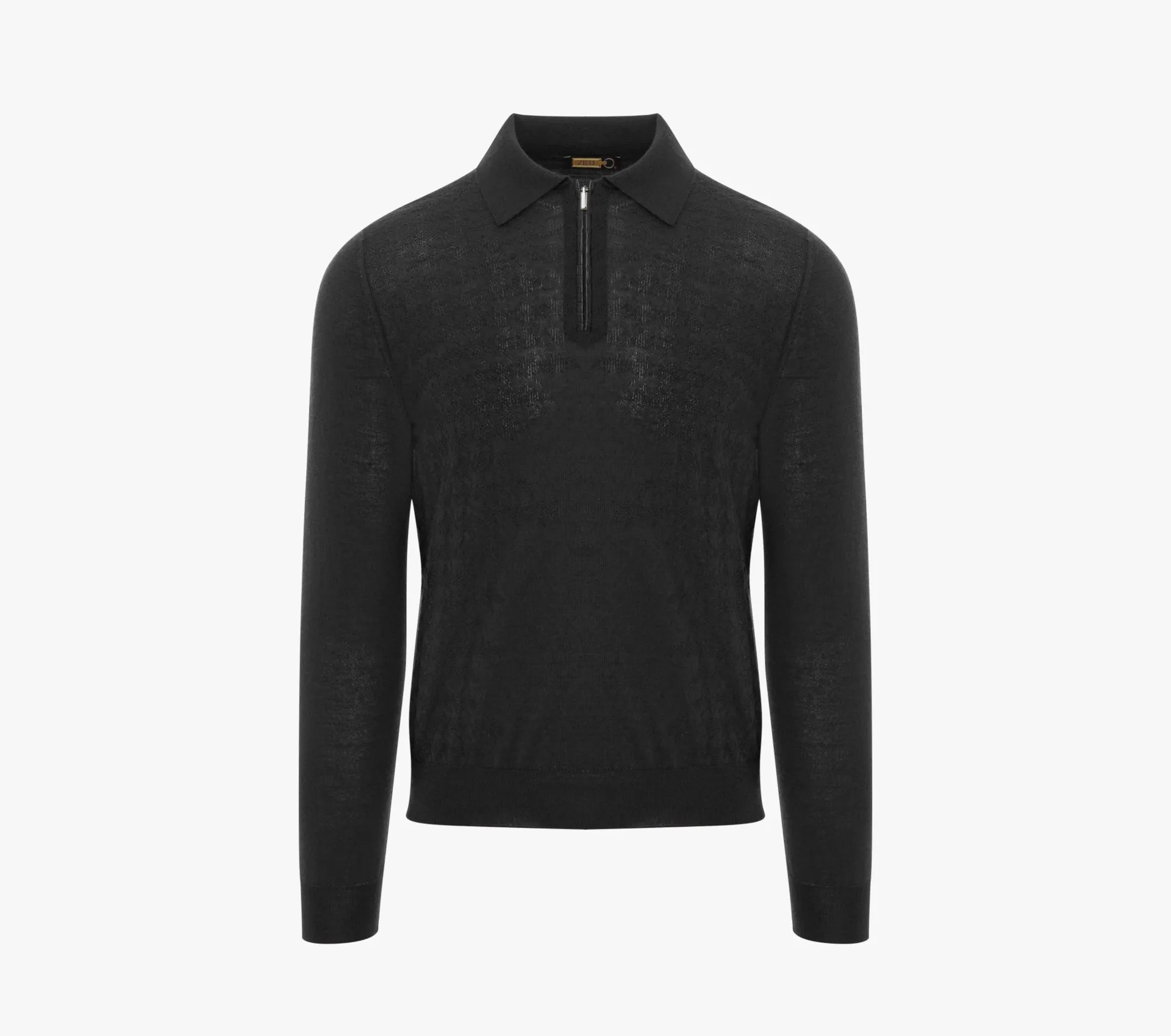 Zipped Polo Shirt with Crocodile Details