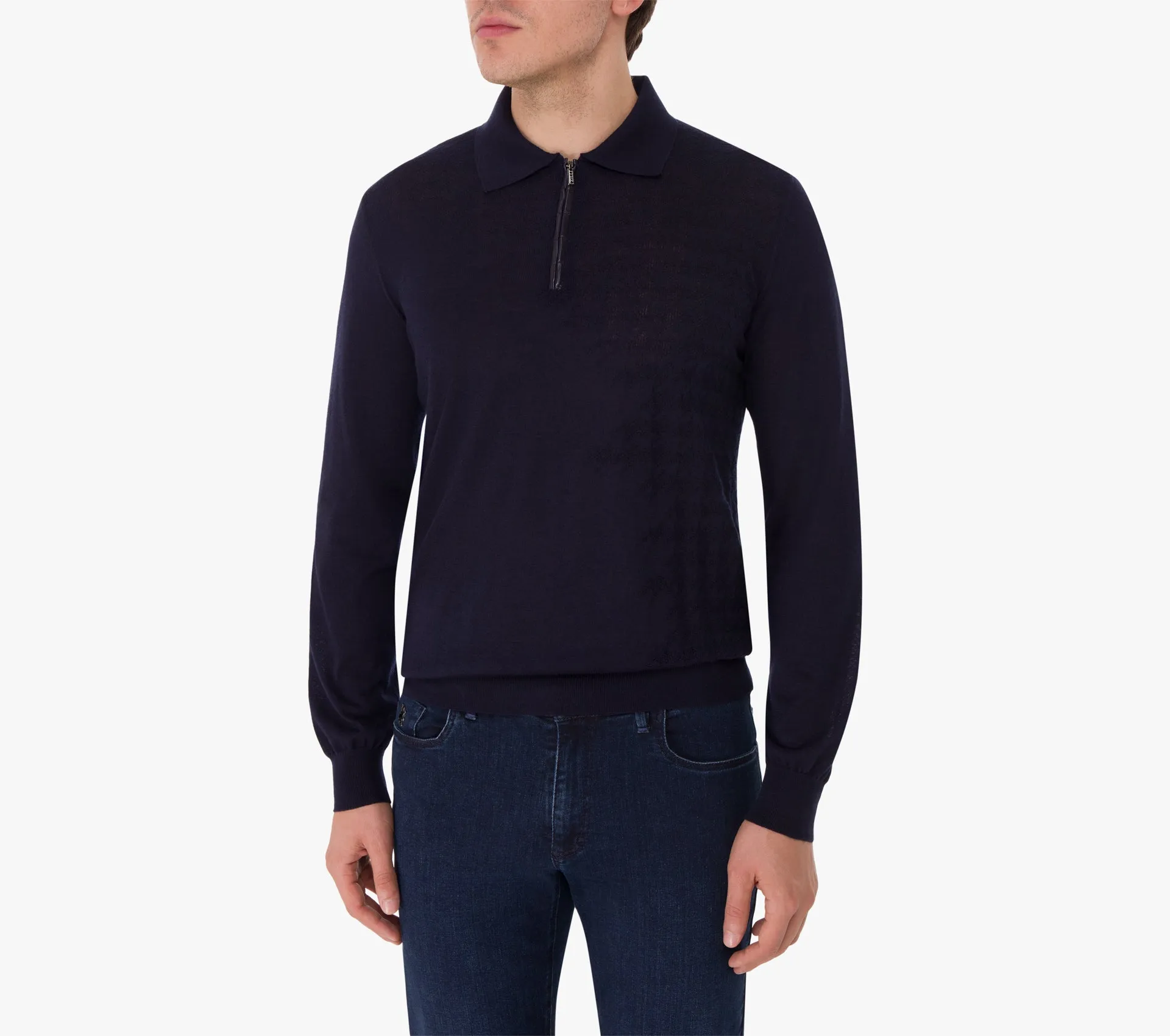 Zipped Polo Shirt with Crocodile Details