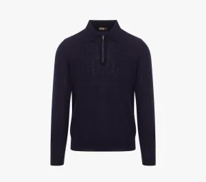 Zipped Polo Shirt with Crocodile Details