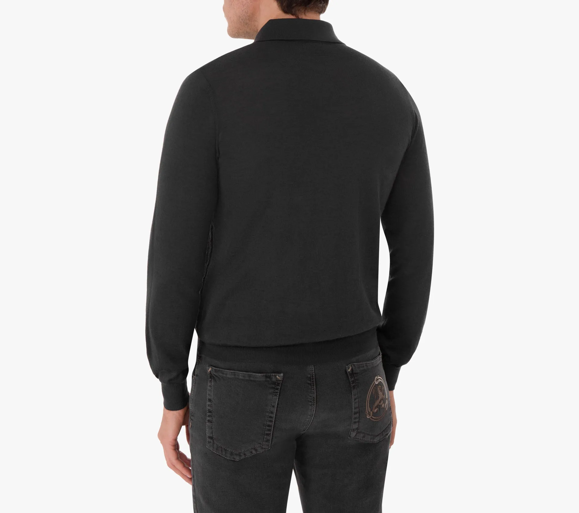 Zipped Polo Shirt with Crocodile Details