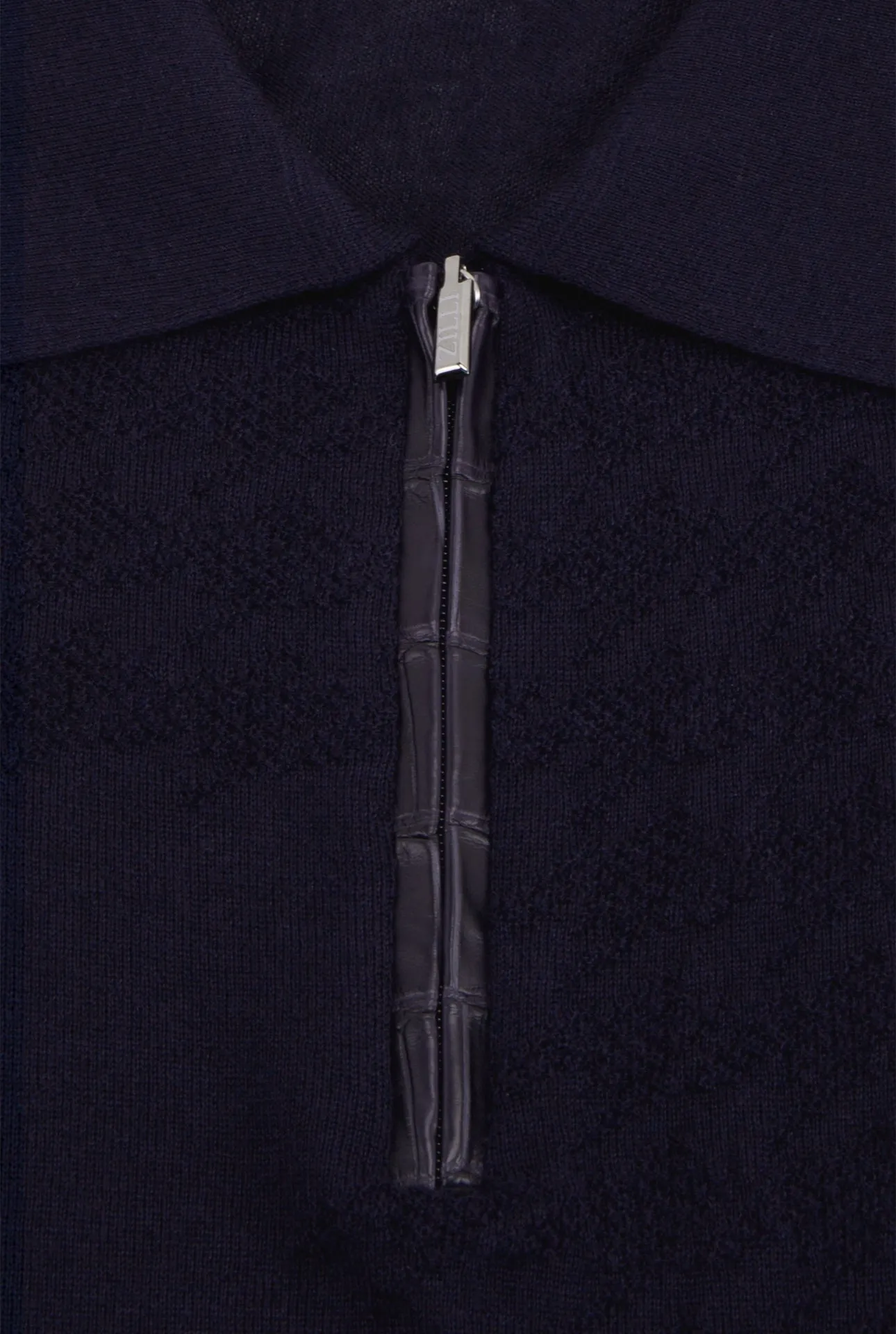 Zipped Polo Shirt with Crocodile Details
