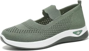 ZWRXW Women's Walking Shoes Wide Width Woven Orthopedic Breathable Soft Shoe Adjustable Go Walk Slip On Shoes with Arch Support Lightweight Comfortable Healthy Footwear for Diabetic
